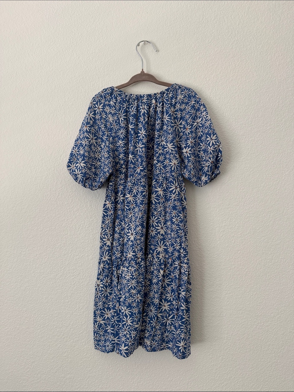Uniqlo Kids Blue Floral Puff-Sleeve Midi Dress - Picture 2 of 2